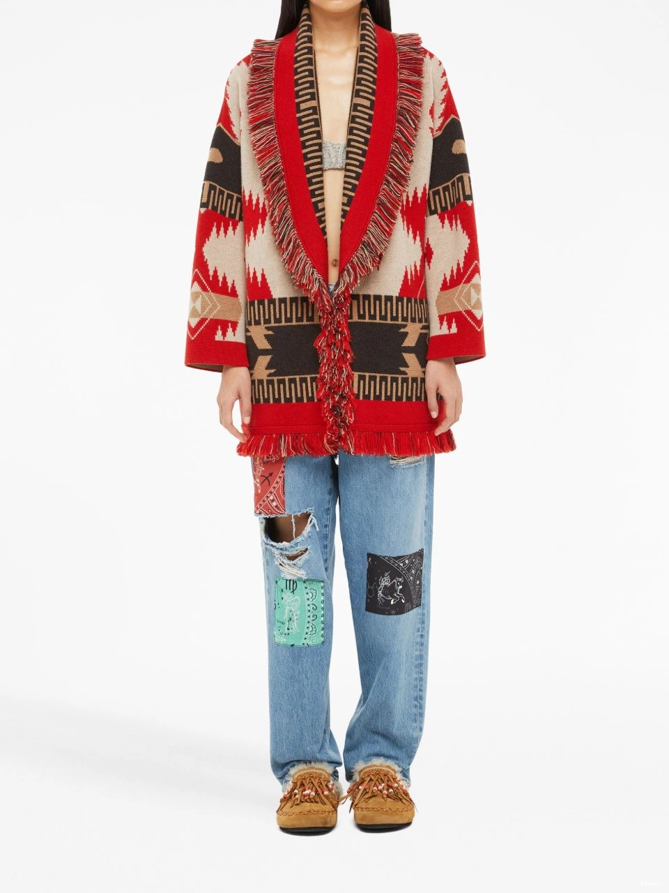 Affordable Alanui Icon cardigan Women cashmere jacquard 0814